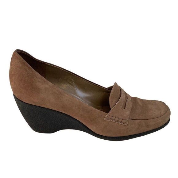 Franco Sarto Wedge Shoes Suede Beige 9 - Picture 9 of 10